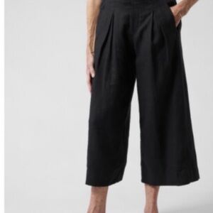 Athleta Playa Black 100% linen Wide-Leg Pants